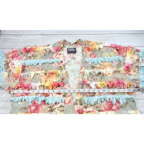 Vintage Paula Sweet Muslin Mink Zip Jacket Paisley Fringe Art-to-Wear Boho Large - Picture 3 of 6